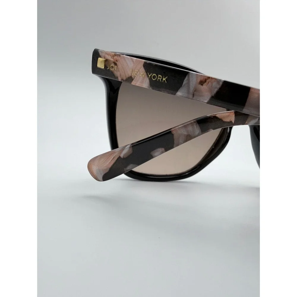Jones New York Black Cat Eye Sunglasses Floral‎ Marble Temples IBEB-NS-W